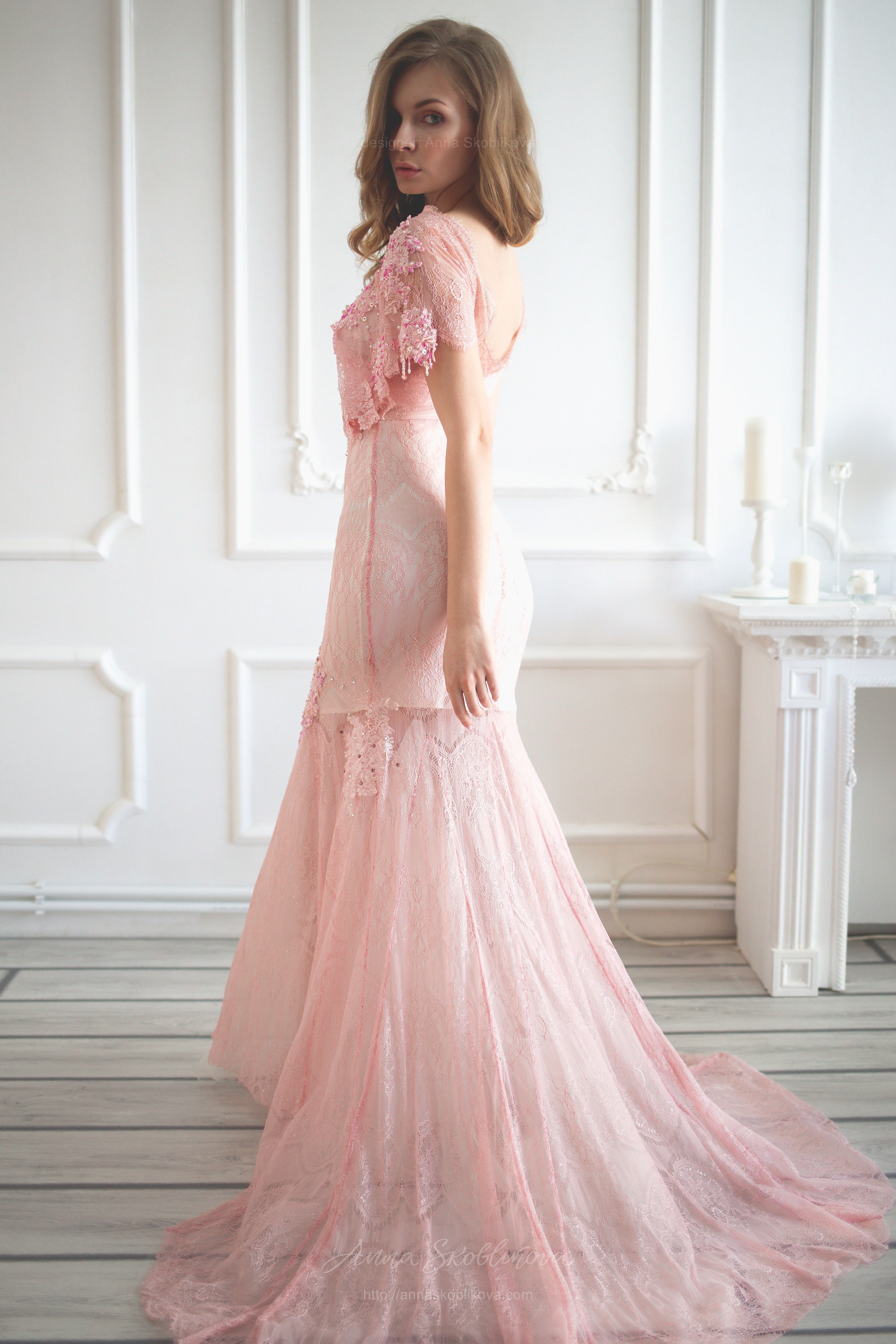 Airy Light Pink Wedding Dress | Anna Skoblikova