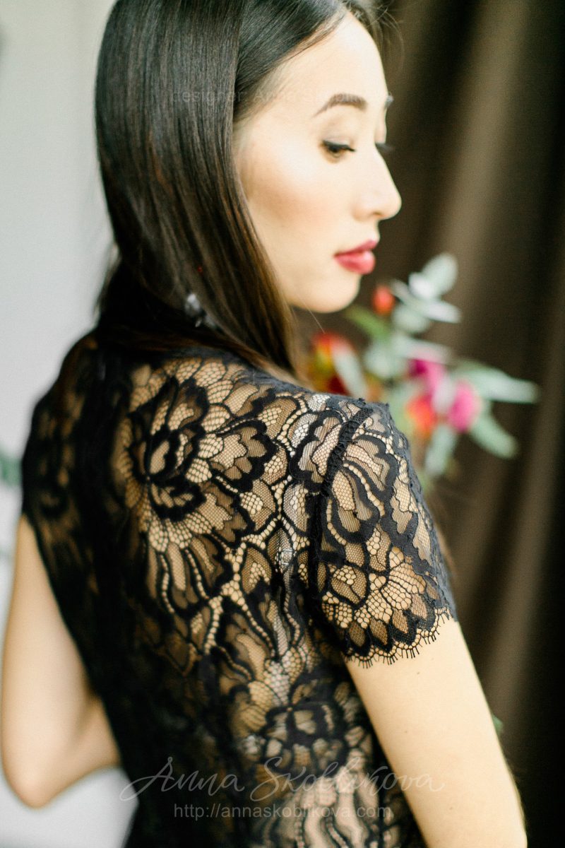 Black wedding dress with Italian net skirt by Anna Skoblikova