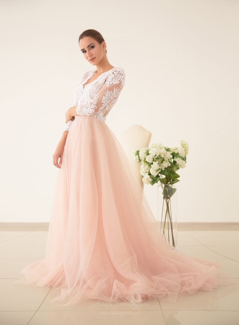 Pink Wedding Dress with powder shade by Anna Skoblikova