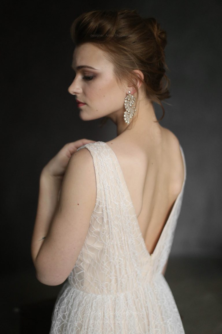 Tender mesh Wedding dress with slightly visible pattern | Wedding ...