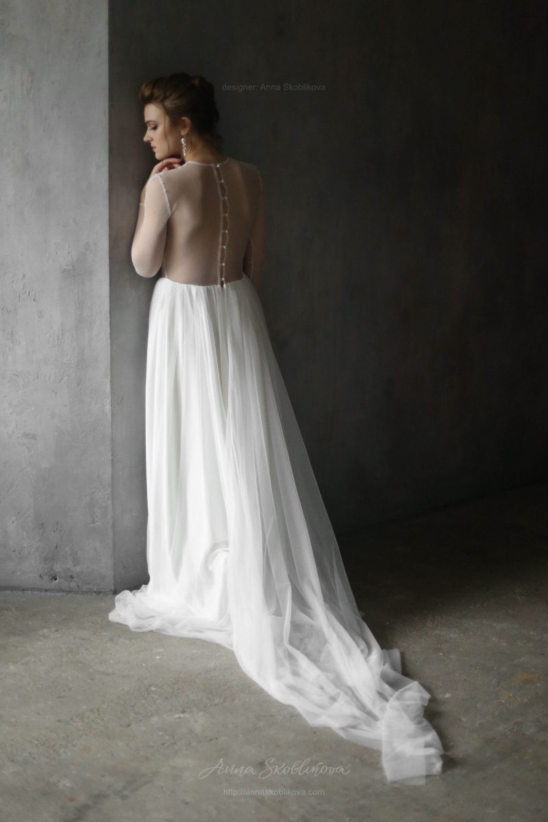 Свадебное и вечернее платье из сетки и шелка от Anna Skoblikova