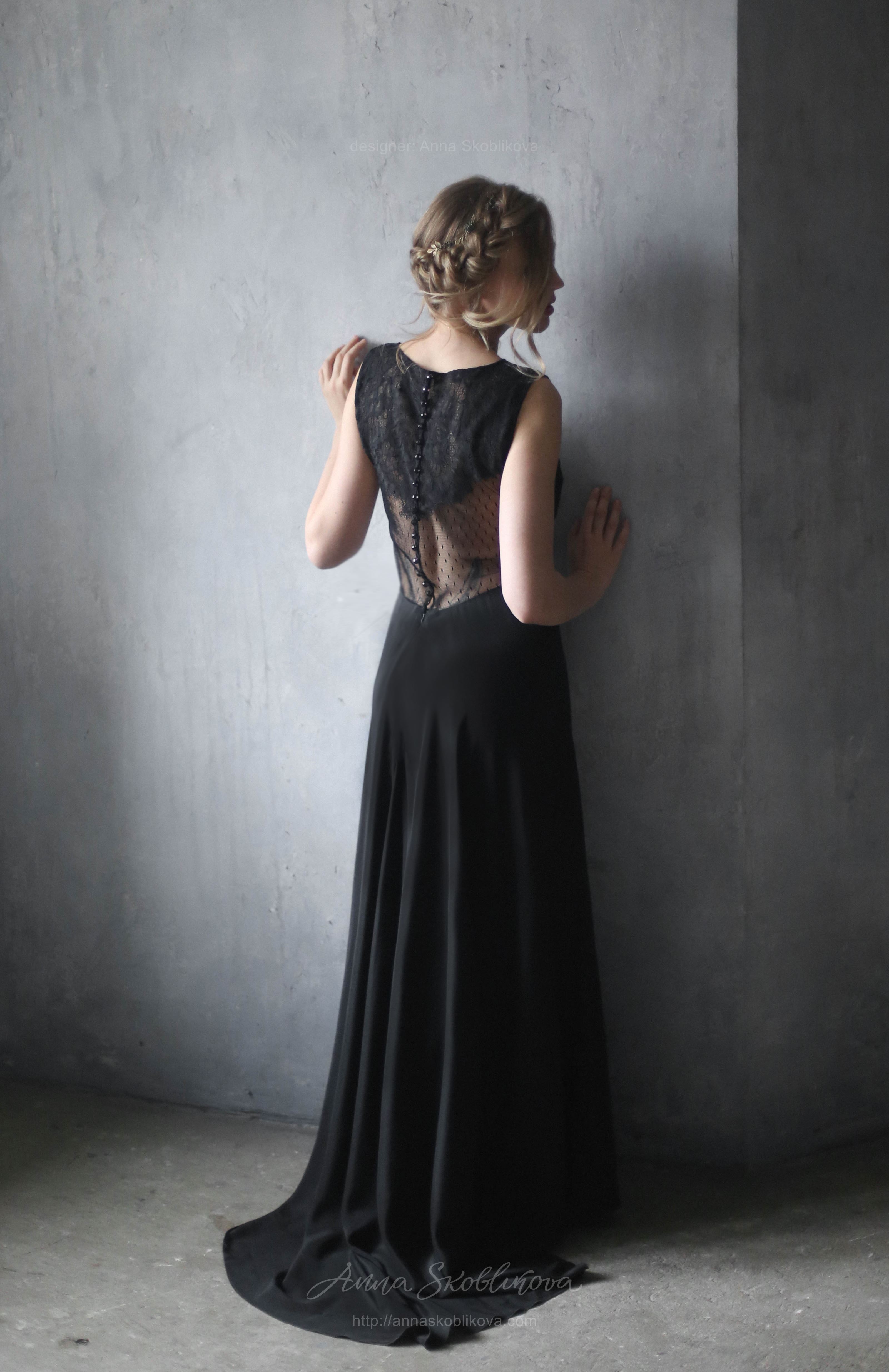 plain black evening gown