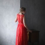 Красное вечернее платье из кружева от Anna Skoblikova