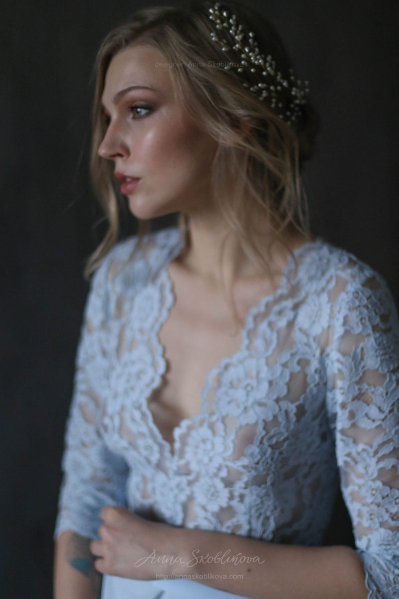 Романтичное свадебное и вечернее платье нежно голубого цвета от Anna Skoblikova