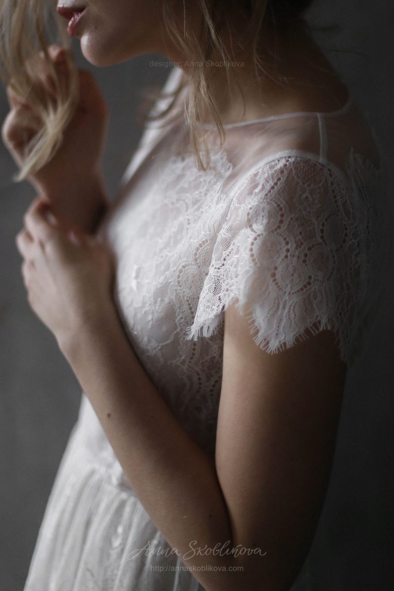 Милое свадебное и вечернее платье из тонкого кружева от Anna Skoblikova
