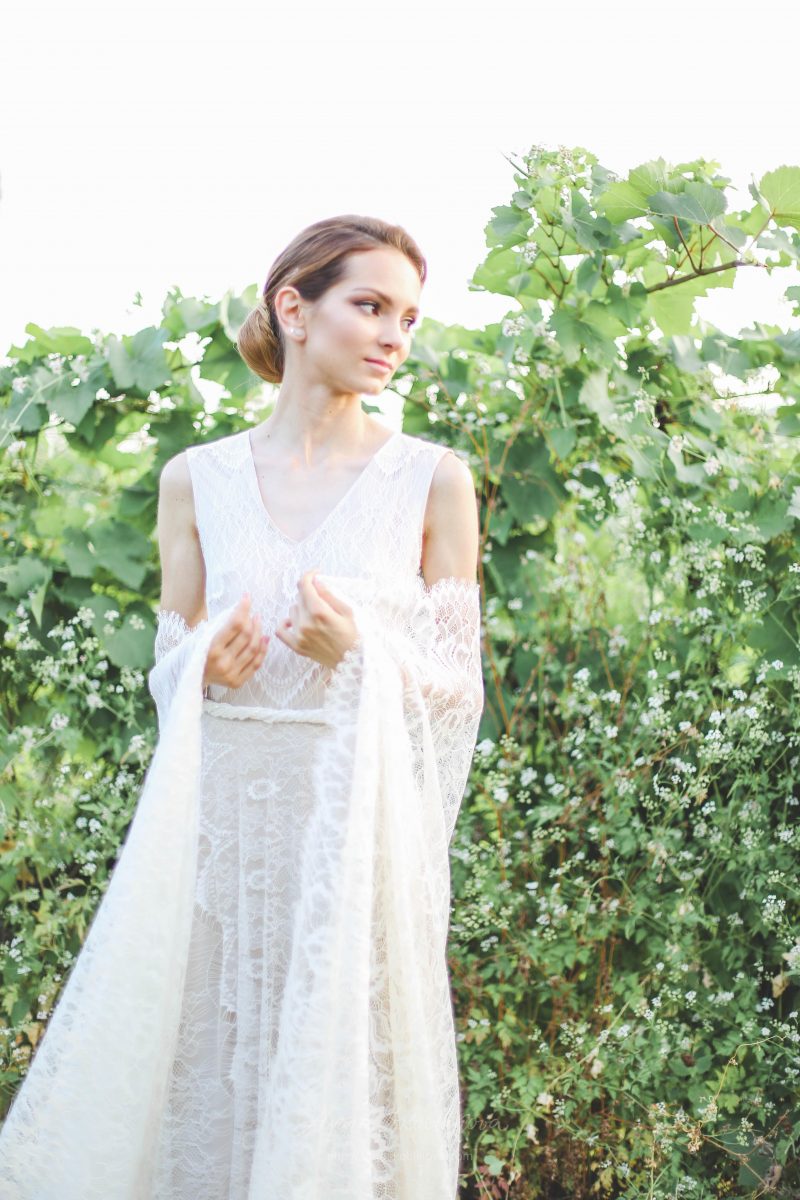 Summer wedding dress notched back by Anna Skoblikova