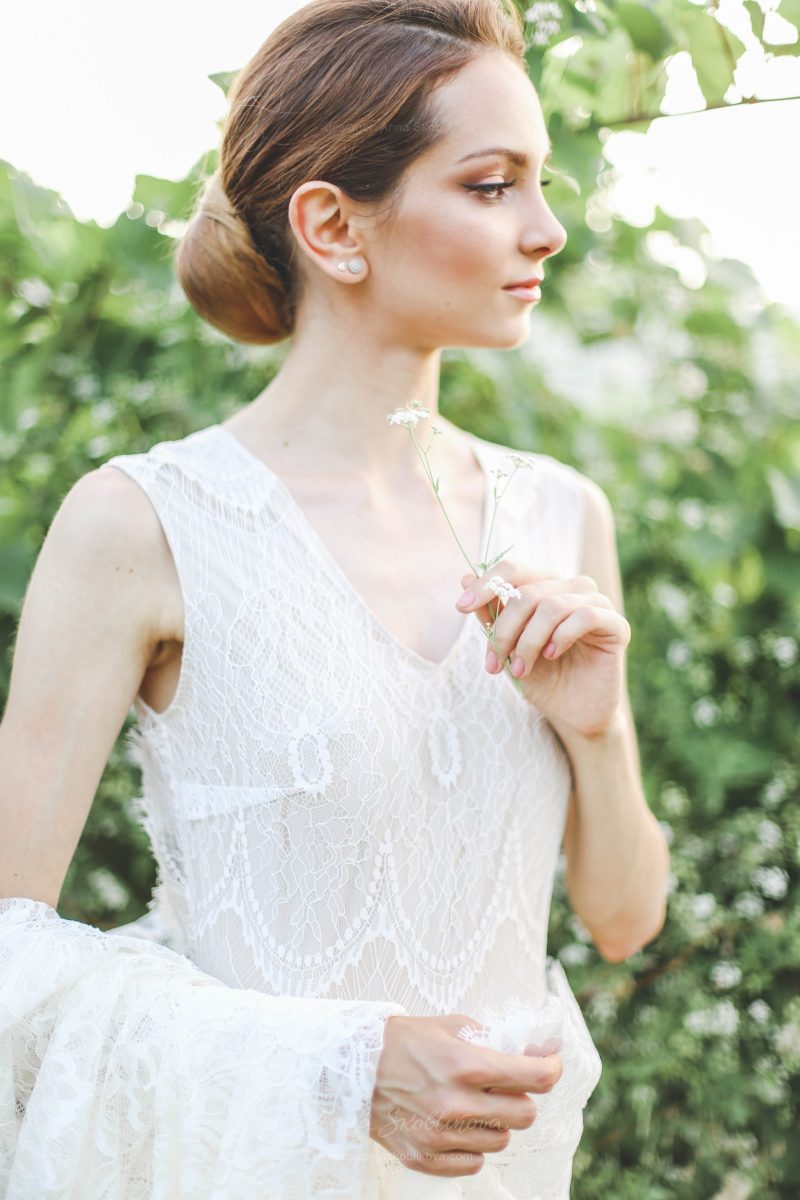 Свадебное платье из нежного кружева с ромбом от Anna Skoblikova