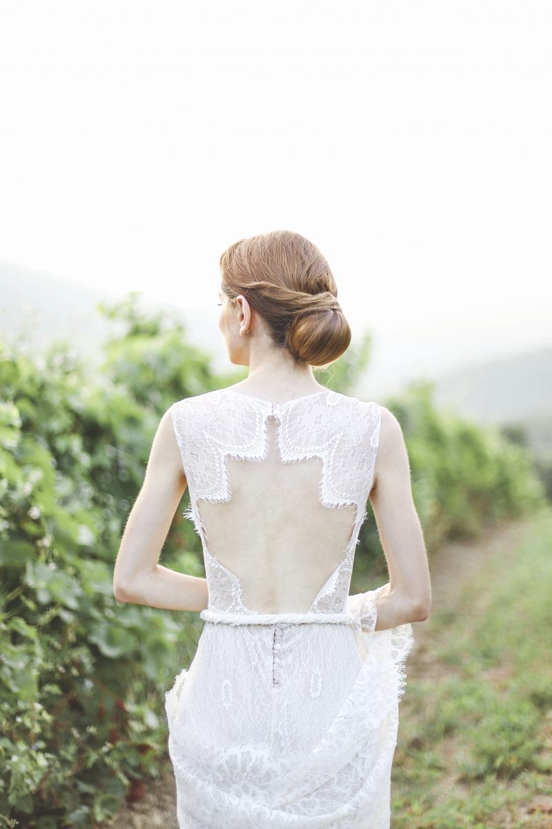 Summer wedding dress notched back by Anna Skoblikova
