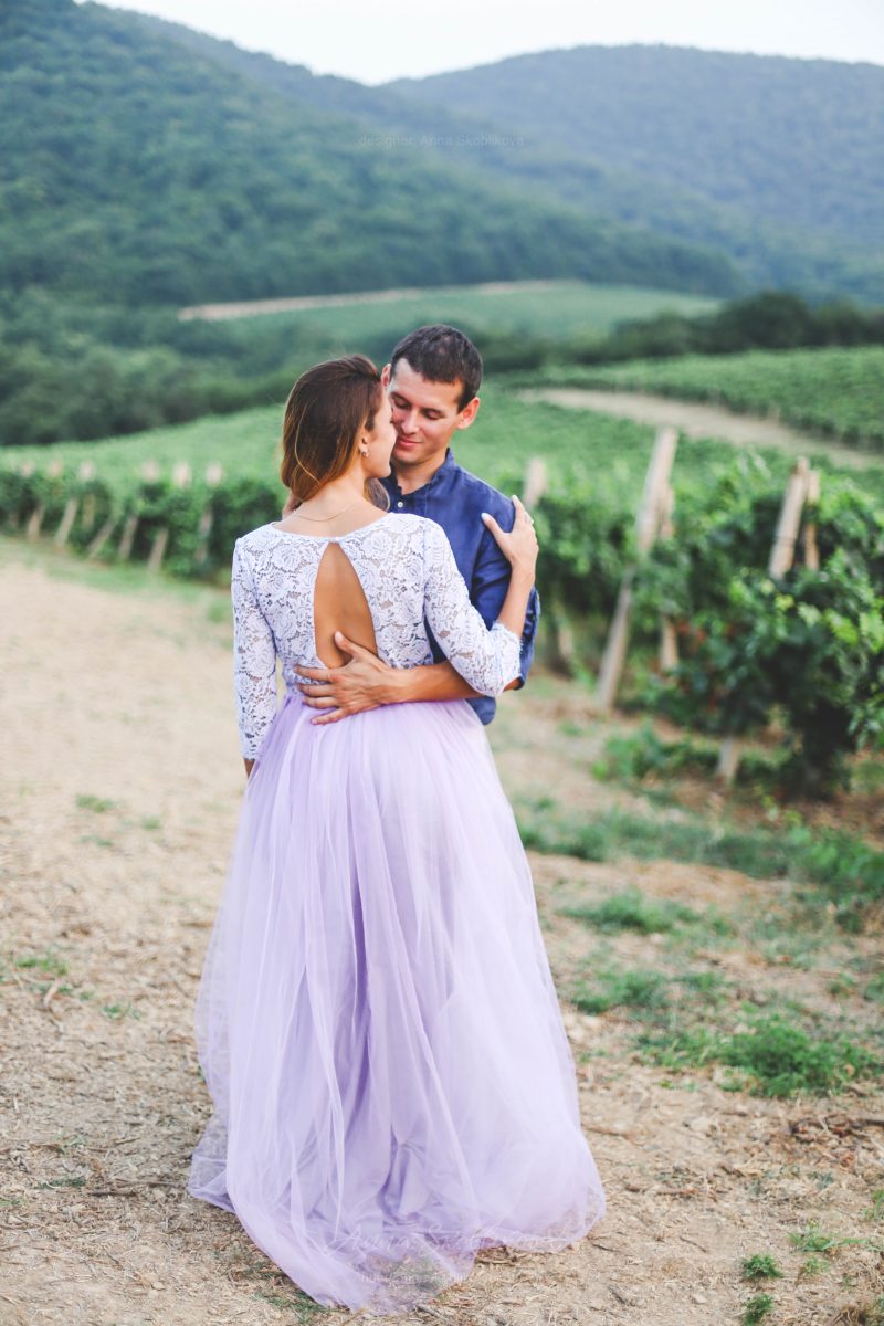 Gentle lilac Wedding dress by Anna Skoblikova