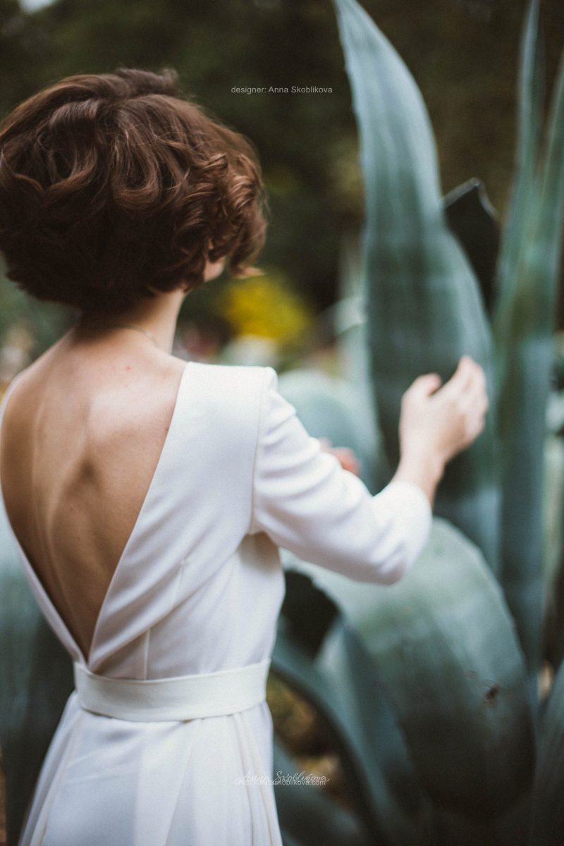 Silk Wedding Dress with V back by Anna Skoblikova
