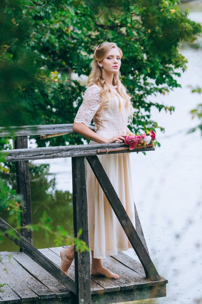 Romantic Wedding dress from lace and silk by Anna Skoblikova