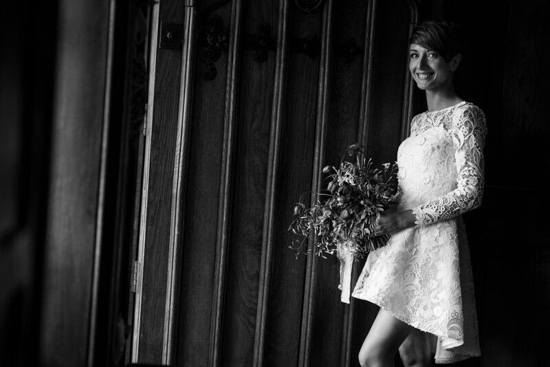 Open-back wedding dress with the fluffy skirt by Anna Skoblikova