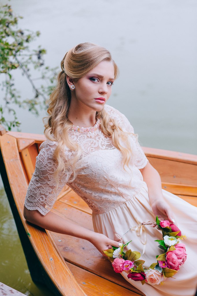 Romantic Wedding dress from lace and silk by Anna Skoblikova