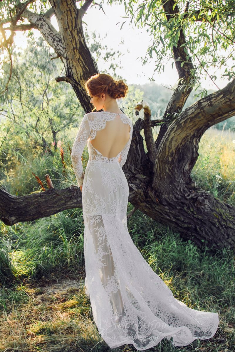 Свадебное платье силуэта русалка из кружева с ромбом  от Anna Skoblikova