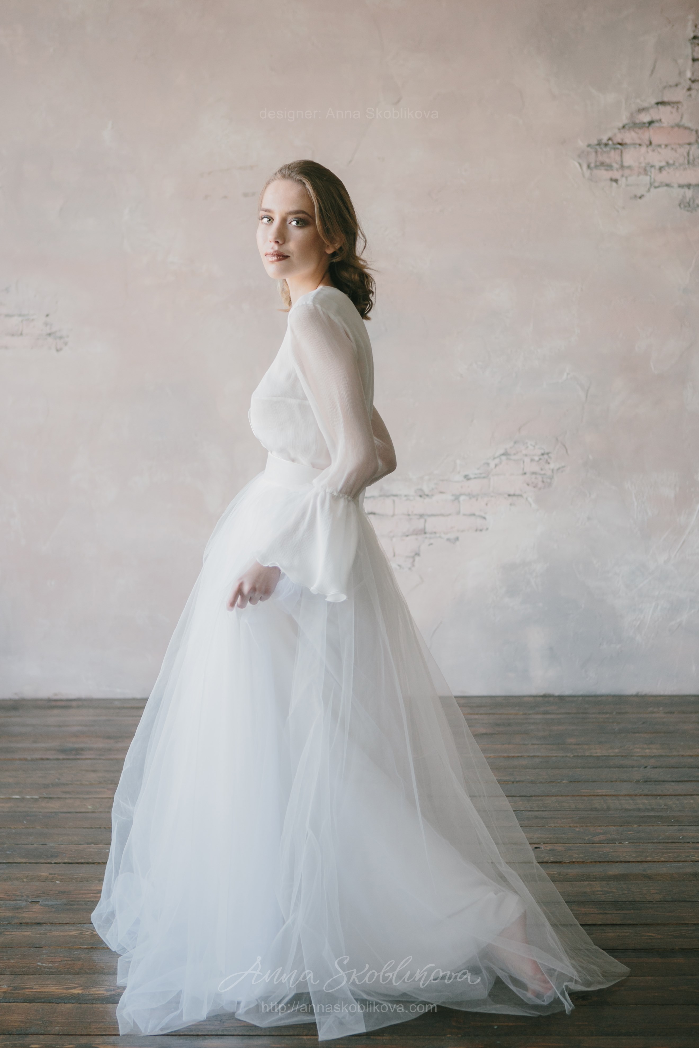 White wedding set from silk blouse and tulle skirt | Wedding Dresses &  Evening Gowns by Anna Skoblikova