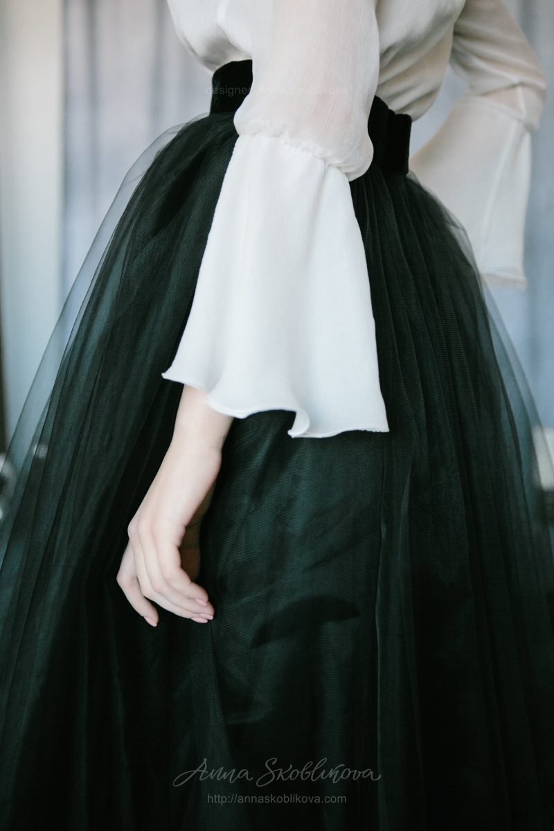Черно-белый вечерник комплект юбка и блуза от Anna Skoblikova