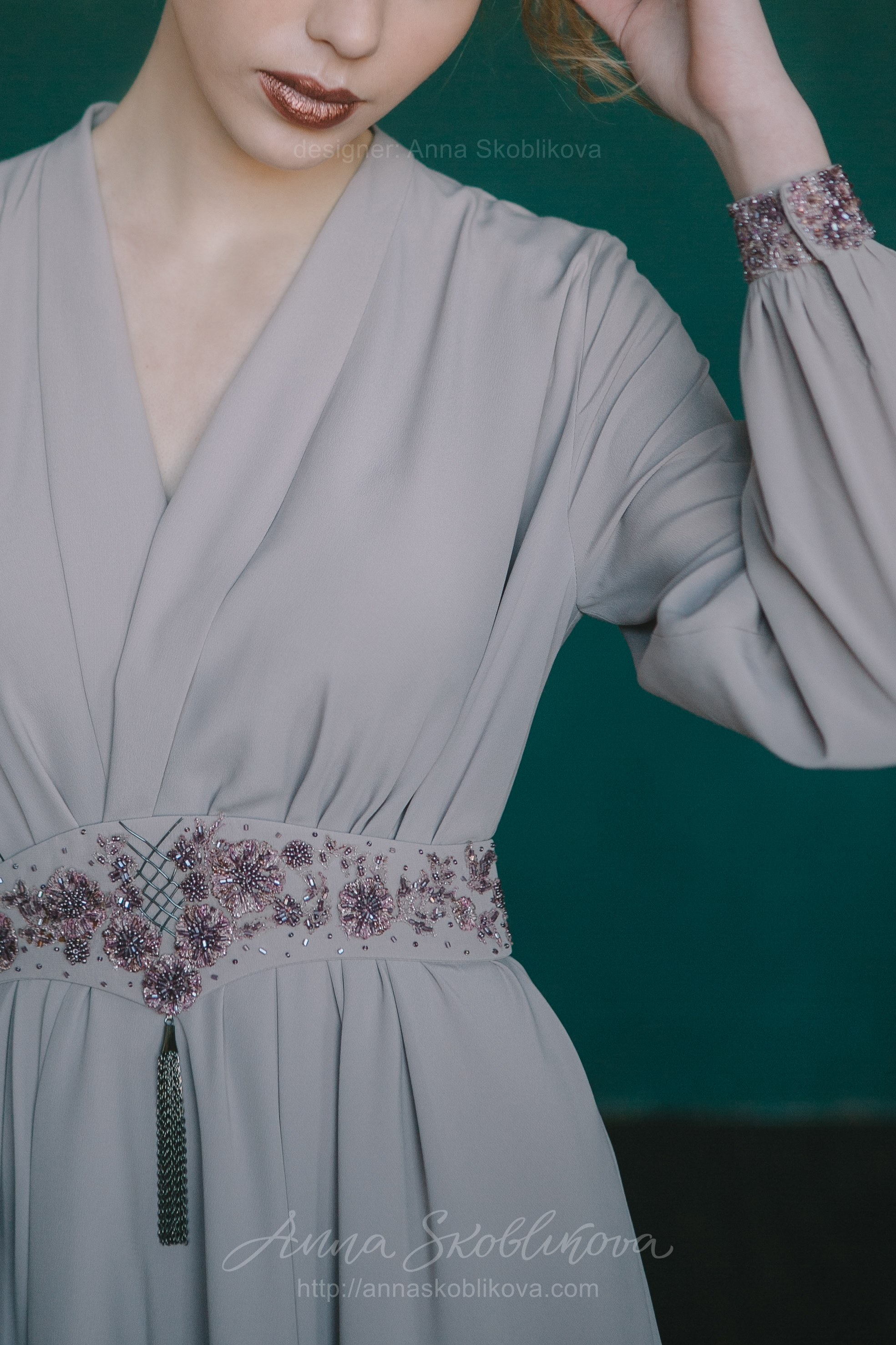 Powdery wrap Wedding dress from dense crêpe-silk | Anna Skoblikova