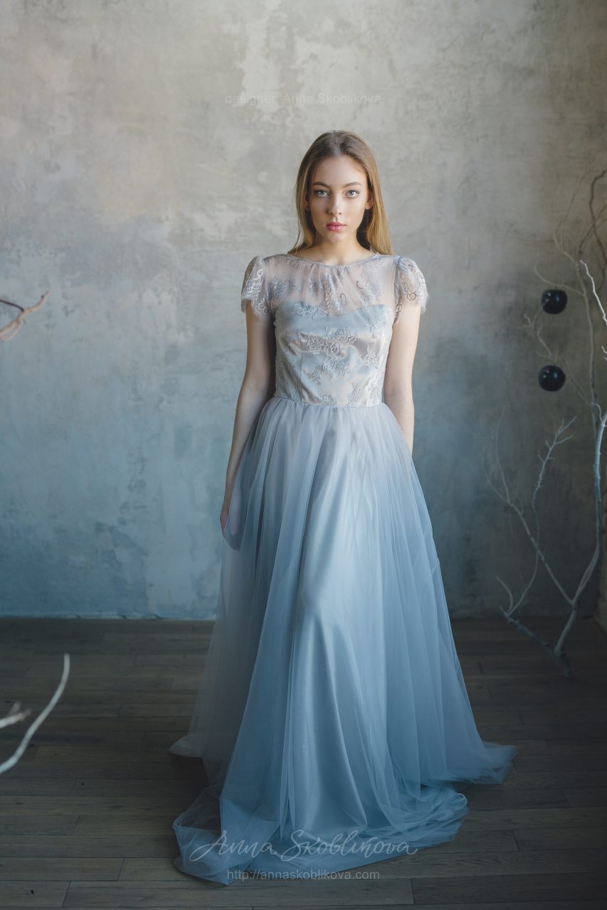 Grey wedding dress with fine lace waist | Wedding Dresses & Evening ...