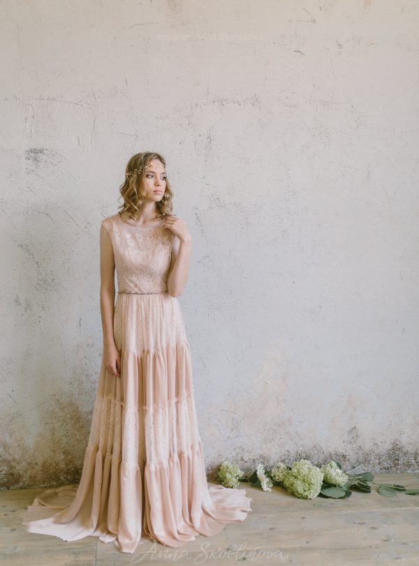 Vintage Lace Rustic Wedding Dresses Cap Sleeve Boho Wedding Gowns – Pgmdress