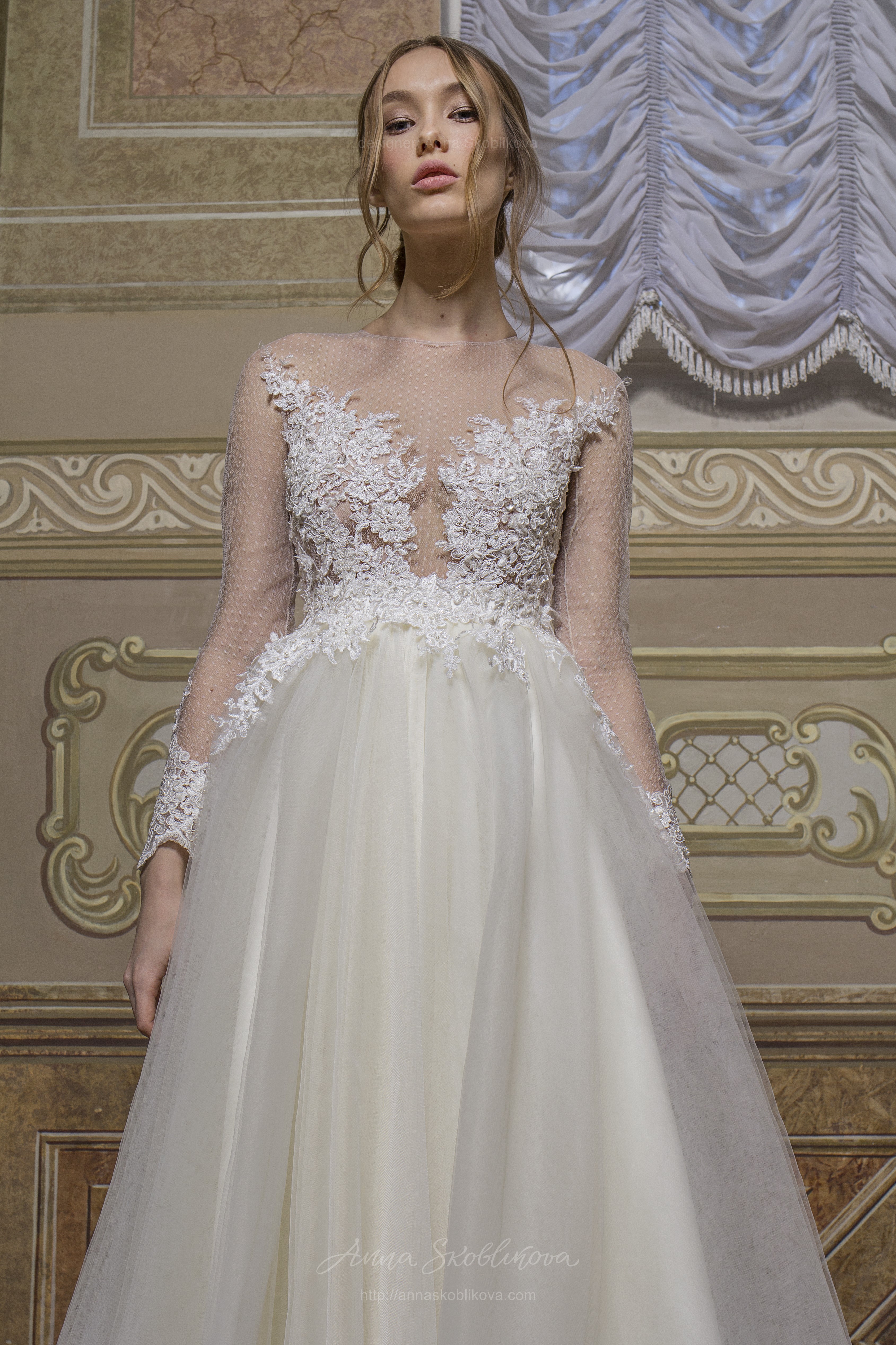 Angelina This Stunning Wedding Dress Features The Unique Haute Couture Hand Embroidery Anna Skoblikova