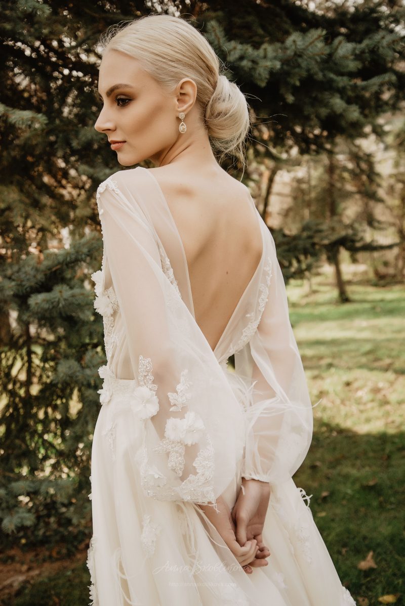 Long sleeve wedding dress - Enigma with Hand Embroidery