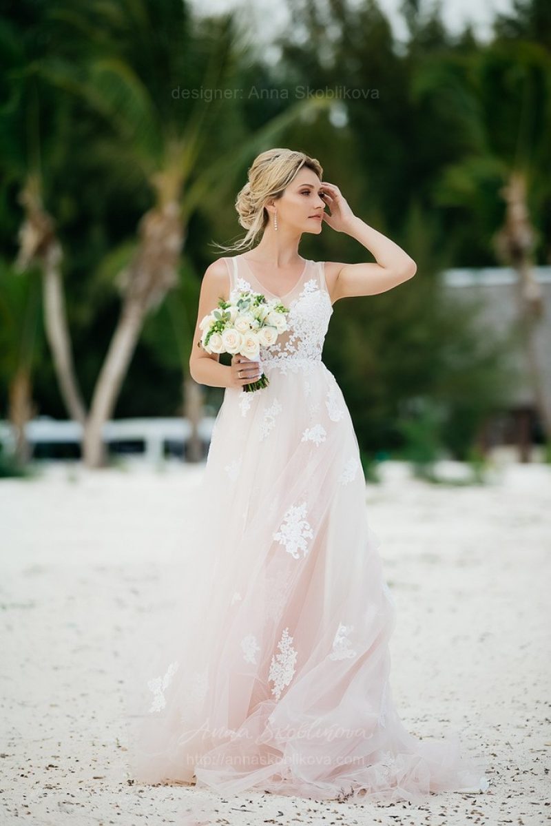 Beach Wedding Dress Long Sleeve Boho V Neck Open Back Bridal Dresses –  TANYA BRIDAL