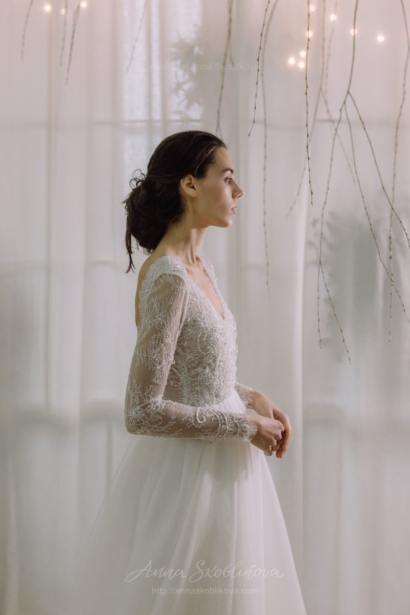 Свадебное платье из кружева и сетки - Malena: Фото 5