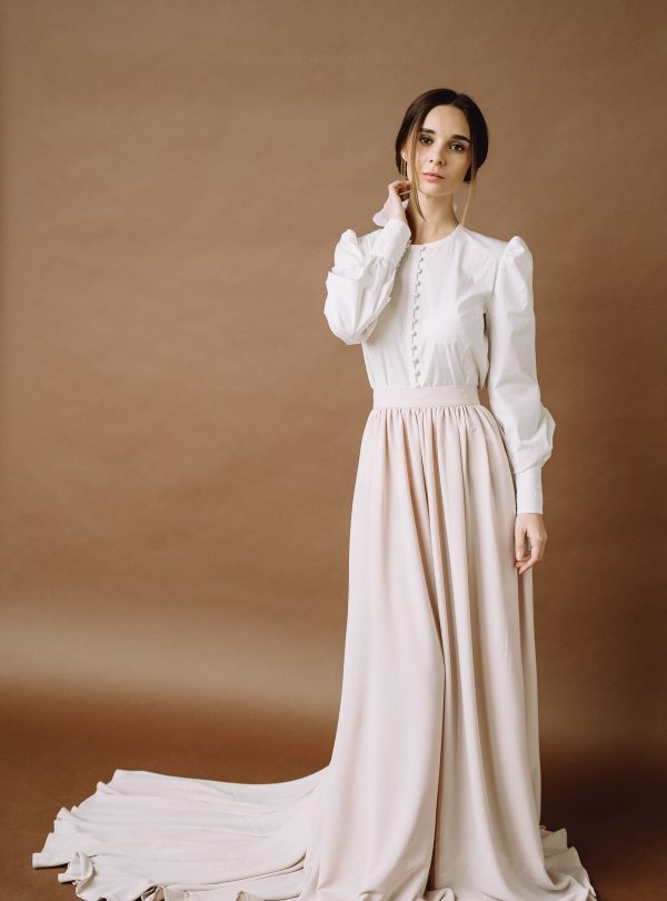 Long sleeve satin wedding dress - Polar Star  Wedding Dresses & Evening  Gowns by Anna Skoblikova