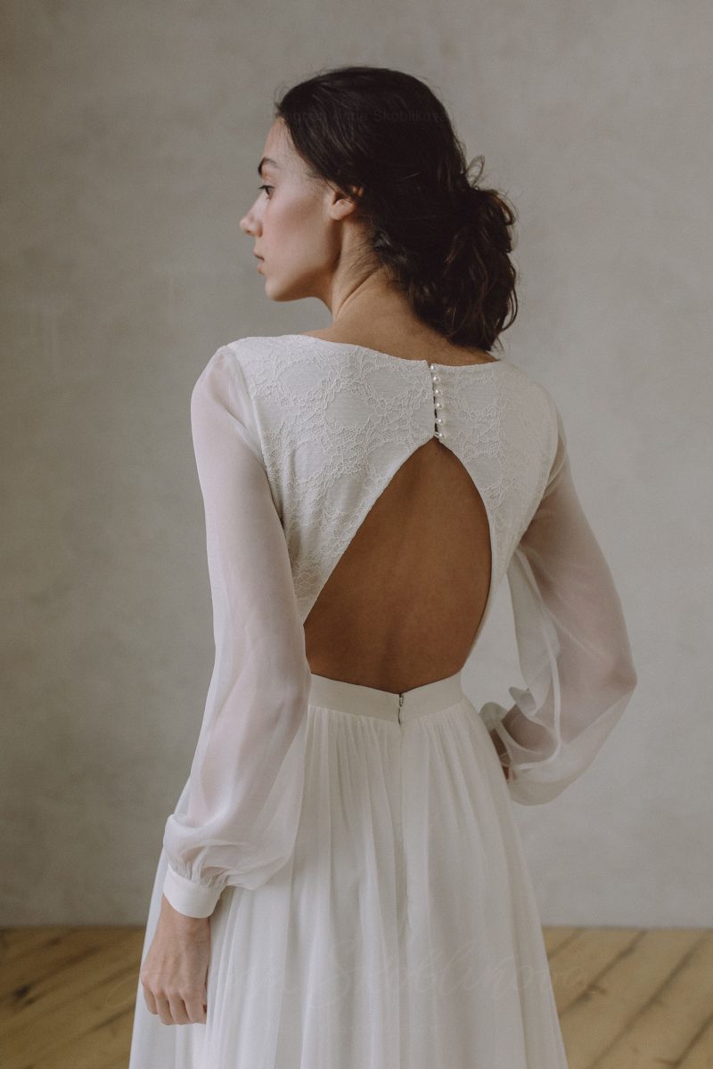 Свадебное платье трапеция с фигурным вырезом на спине - Anel / Anna Skoblikova: Фото 6