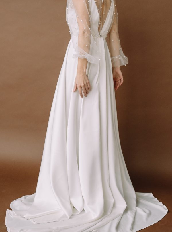 High neckline lace wedding dress with keyhole back - Vivienne | Wedding  Dresses & Evening Gowns by Anna Skoblikova