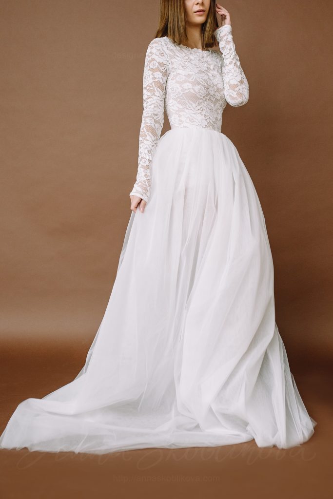 Long sleeve lace bodysuit - wedding dress - Bonita | Wedding Dresses ...