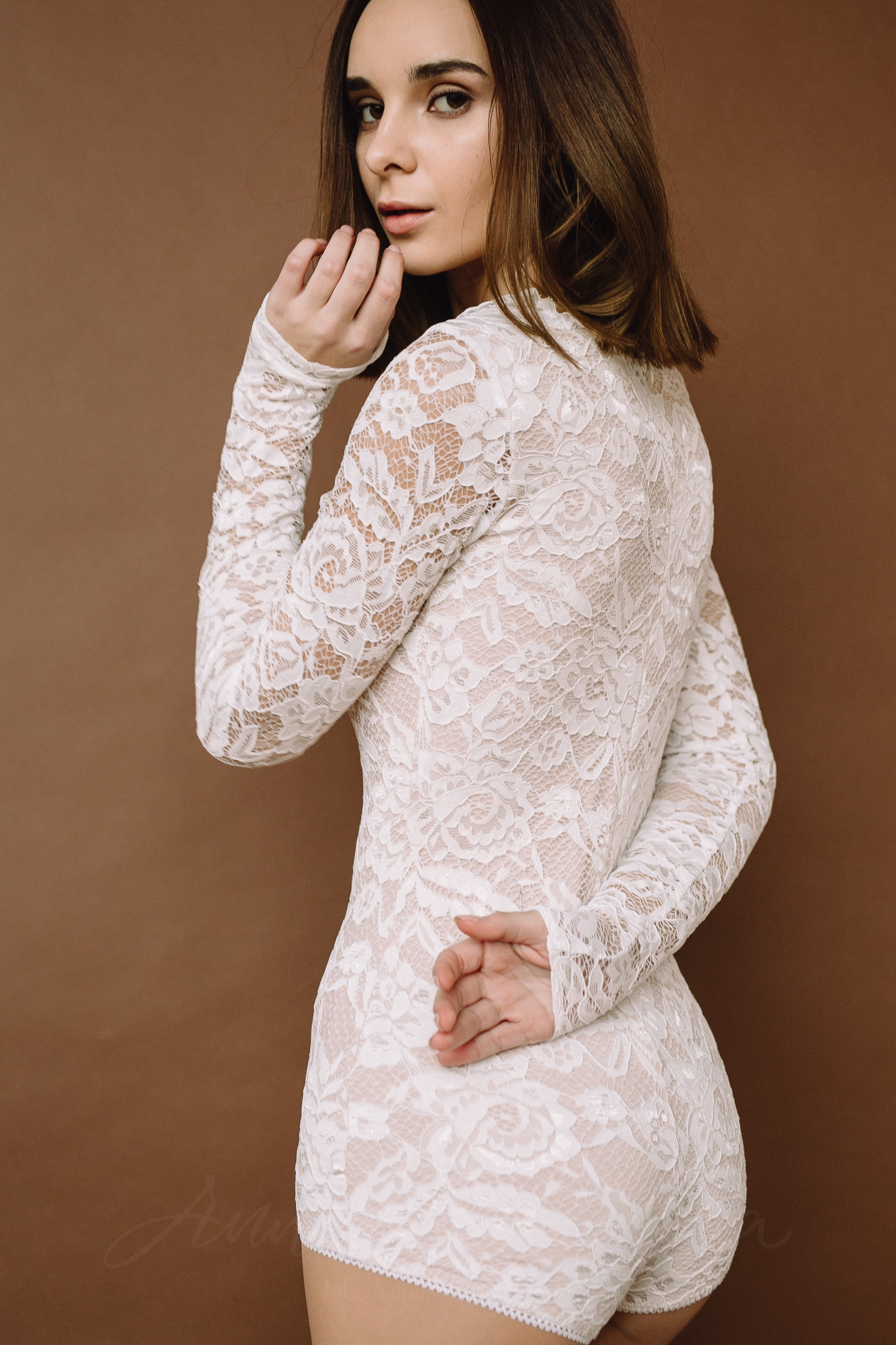 Bridal Bodysuit With Tulle Skirt Wedding Dress, Long Sleeve Lace Bodysuit, Simple  Modern Long Sleeves Lace Wedding Dress Bonita 0185 / 2021 