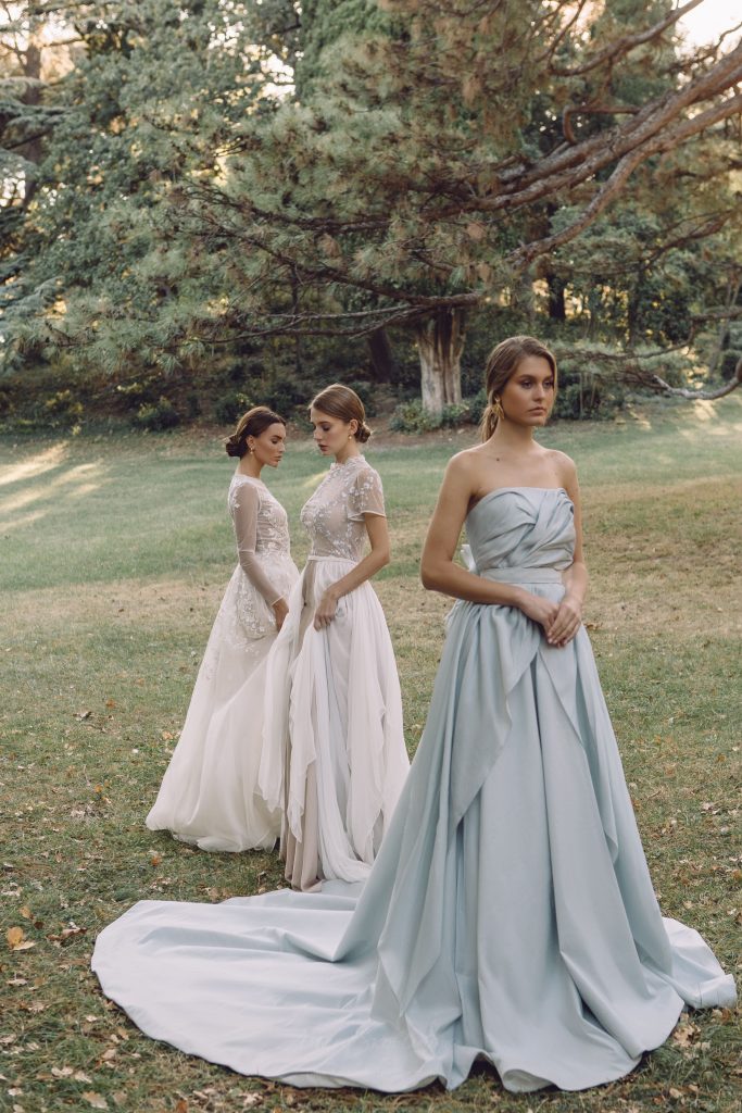 Net Women Glorious Grey Designer Bridal Gown