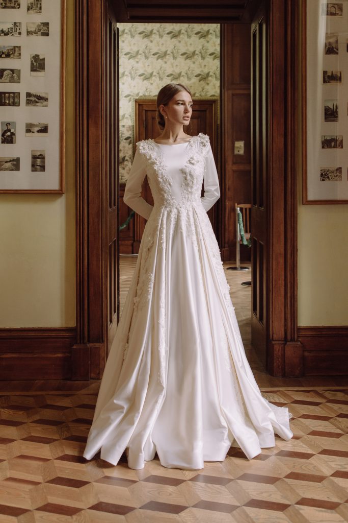 Long sleeve satin wedding dress - Polar Star  Wedding Dresses & Evening  Gowns by Anna Skoblikova