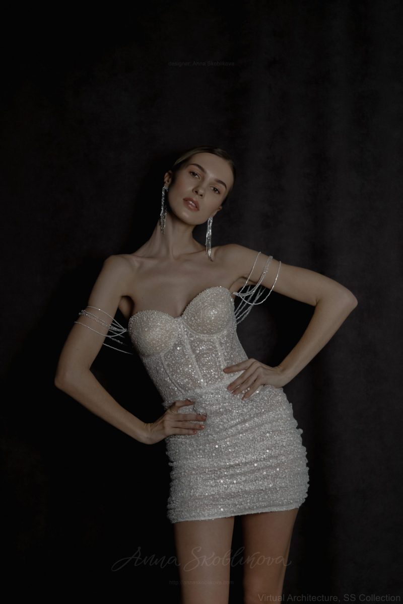Off shoulder mini dress \ Anna Skoblikova \ 0199 | Photo 3