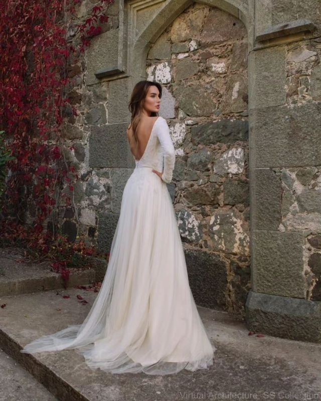 Beaded Lace Long Sleeve Modest Wedding Dress | David's Bridal